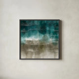 Wave Tapestry by Danhui Nai. Shown in a sleek black glass frame for a contemporary gallery look. Available as an archival giclee rolled canvas, fine art paper, or poster print. SKU 99345a.