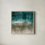 Wave Tapestry by Danhui Nai. Shown in a natural wood glass frame for a timeless modern aesthetic. Available as an archival giclee rolled canvas, fine art paper, or poster print. SKU 99345a.