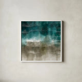 Wave Tapestry by Danhui Nai. Shown in a crisp white glass frame for a clean and minimalist style. Available as an archival giclee rolled canvas, fine art paper, or poster print. SKU 99345a.