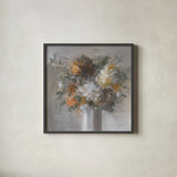 Weekend Bouquet with Green by Danhui Nai. Shown in a sleek black glass frame for a contemporary gallery look. Available as an archival giclee rolled canvas, fine art paper, or poster print. SKU 68331a.