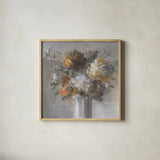 Weekend Bouquet with Green by Danhui Nai. Shown in a natural wood glass frame for a timeless modern aesthetic. Available as an archival giclee rolled canvas, fine art paper, or poster print. SKU 68331a.