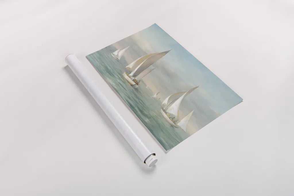 Weekend Sail v2 by Danhui Nai. shown as a rolled paper print. Available as archival giclee rolled canvas, fine art paper, or poster print. SKU 80619i.