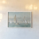 Weekend Sail v2 by Danhui Nai. shown as a paper print in a white frame. Available as a archival giclee rolled canvas, fine art paper, or poster print. SKU 80619i.