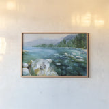 Western Lake IV by Danhui Nai. shown as a paper print in a natural frame. Available as a archival giclee rolled canvas, fine art paper, or poster print. SKU 81860i.