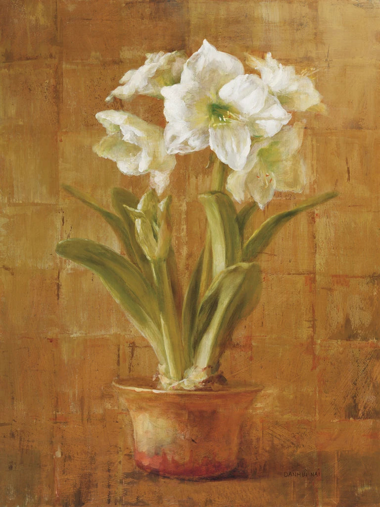 White Amaryllis on Bronze by Danhui Nai