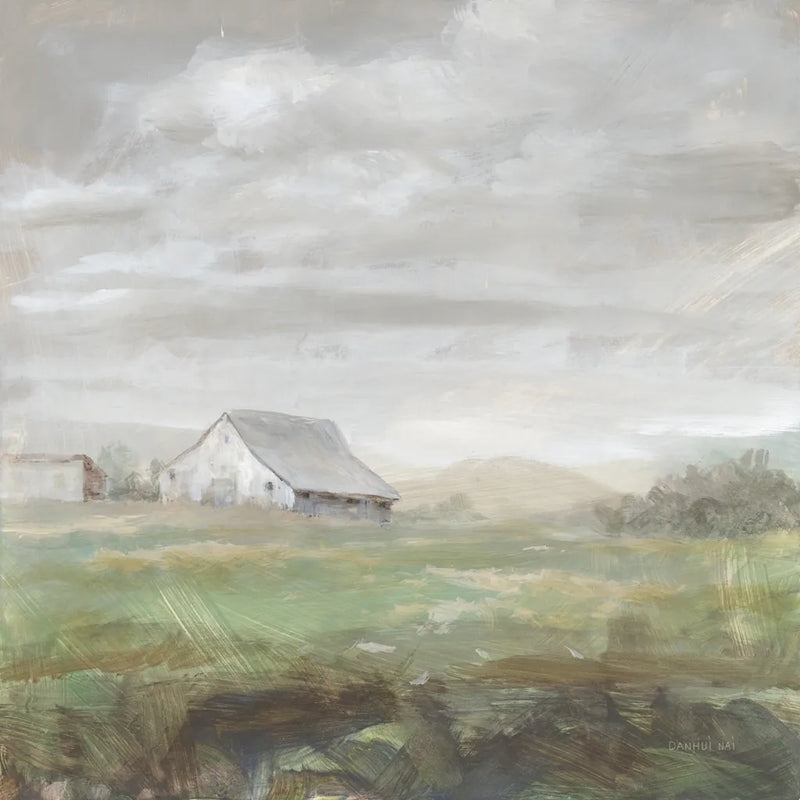 White Barn Fields by Danhui Nai. SKU 83135a. Archival Giclee Fine art print for wall decor.