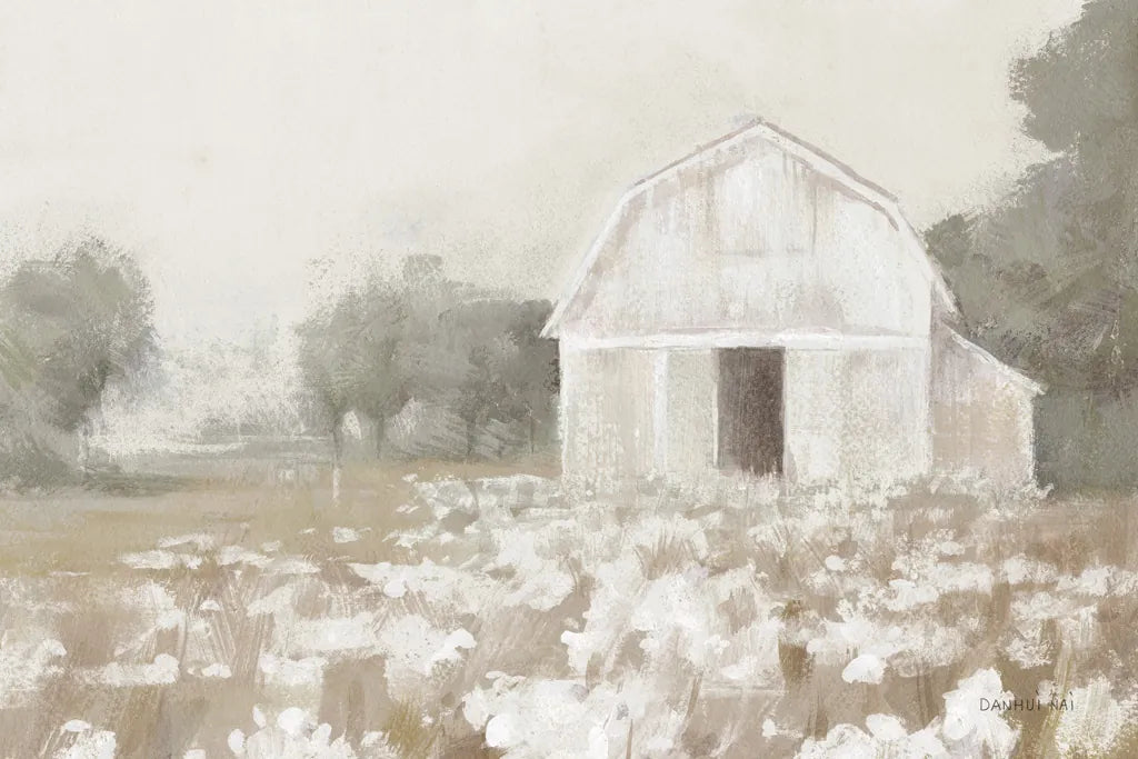 White Barn Meadow Neutral Crop by Danhui Nai. SKU 77176i. Archival Giclee Fine art print for wall decor.