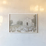 White Barn Meadow Neutral Crop by Danhui Nai. shown as a paper print in a white frame. Available as a archival giclee rolled canvas, fine art paper, or poster print. SKU 77176i.