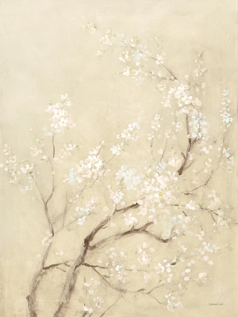 White Cherry Blossoms I Linen by Danhui Nai