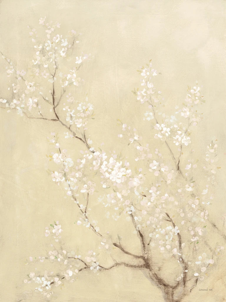 White Cherry Blossoms I Linen by Danhui Nai