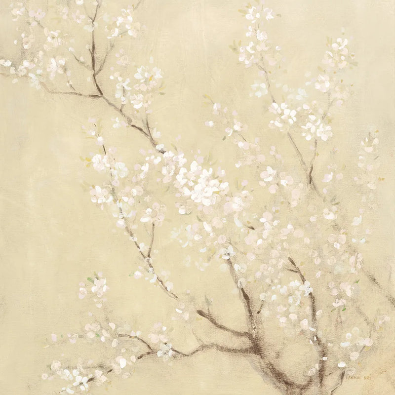 White Cherry Blossoms II Linen Crop by Danhui Nai. SKU 64343a. Archival Giclee Fine art print for wall decor.
