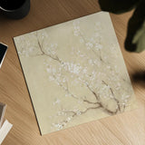 White Cherry Blossoms II Linen Crop by Danhui Nai. Shown as a detailed flat fine art print, highlighting archival giclee quality. Available as an archival giclee rolled canvas, fine art paper, or poster print. SKU 64343a.
