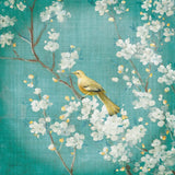 White Cherry Blossoms II on Blue Aged by Danhui Nai. SKU 58677a. Archival Giclee Fine art print for wall decor.
