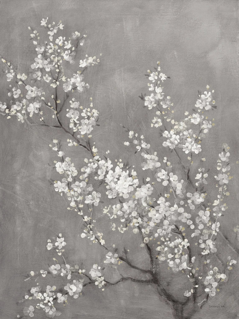 White Cherry Blossoms II on Grey by Danhui Nai