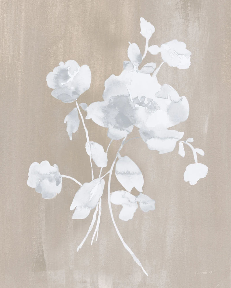 White Florals of Summer III Tan by Danhui Nai