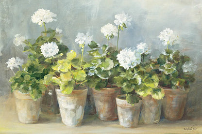 White Geraniums by Danhui Nai. SKU 13244i. Archival Giclee Fine art print for wall decor.