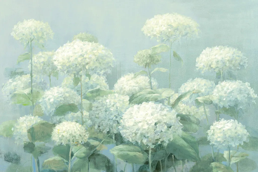 White Hydrangea Garden Sage Crop by Danhui Nai. SKU 48393i. Archival Giclee Fine art print for wall decor.