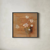White Magnolia by Danhui Nai. Shown in a sleek black glass frame for a contemporary gallery look. Available as an archival giclee rolled canvas, fine art paper, or poster print. SKU 5428a.