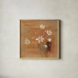 White Magnolia by Danhui Nai. Shown in a natural wood glass frame for a timeless modern aesthetic. Available as an archival giclee rolled canvas, fine art paper, or poster print. SKU 5428a.