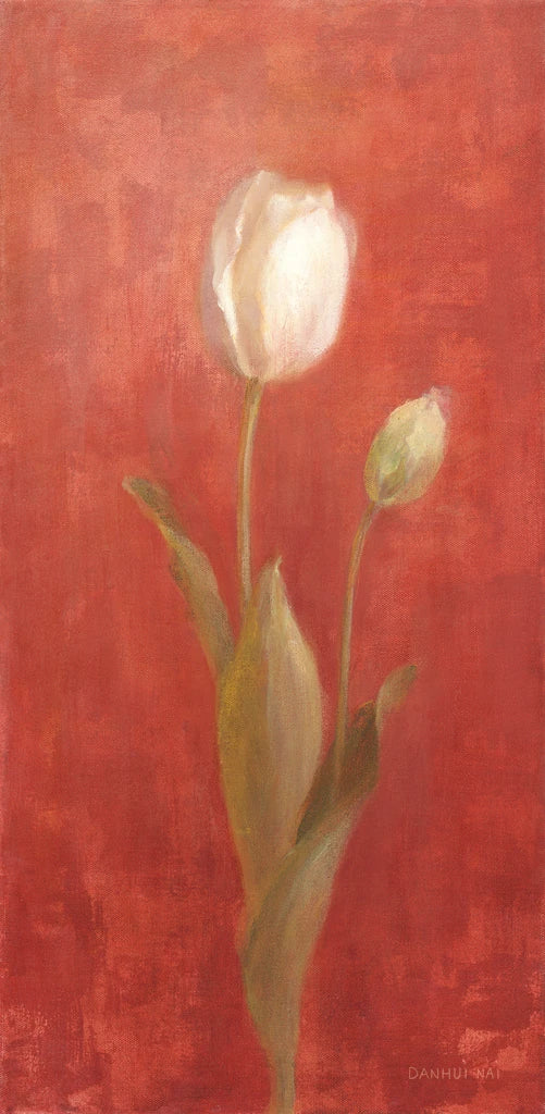 White Tulips on Red by Danhui Nai