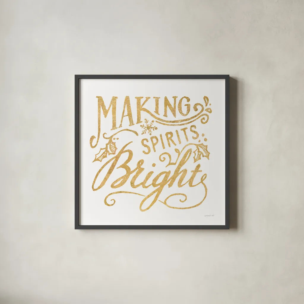 White and Bright Christmas I by Danhui Nai. Shown in a sleek black glass frame for a contemporary gallery look. Available as an archival giclee rolled canvas, fine art paper, or poster print. SKU 64911a.