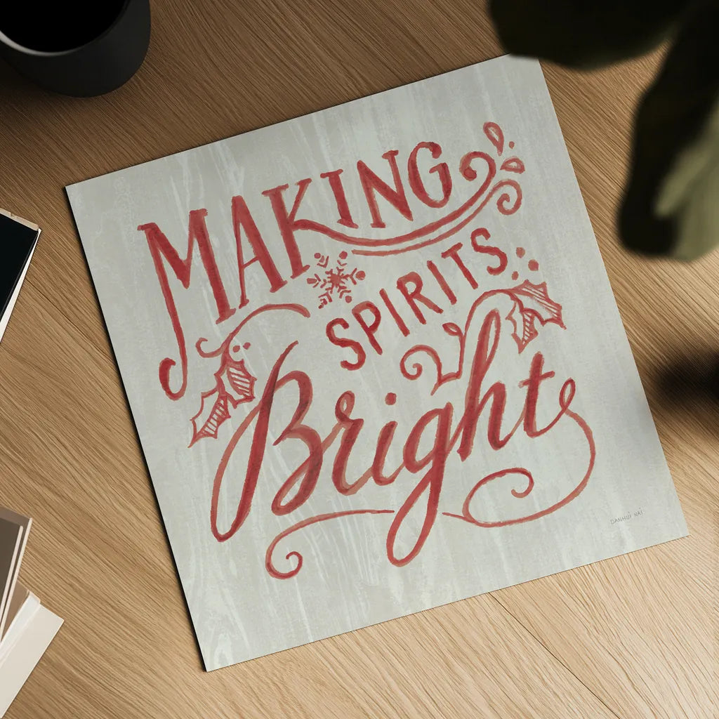 White and Bright Christmas I on Wood by Danhui Nai. Shown as a detailed flat fine art print, highlighting archival giclee quality. Available as an archival giclee rolled canvas, fine art paper, or poster print. SKU 65626a.