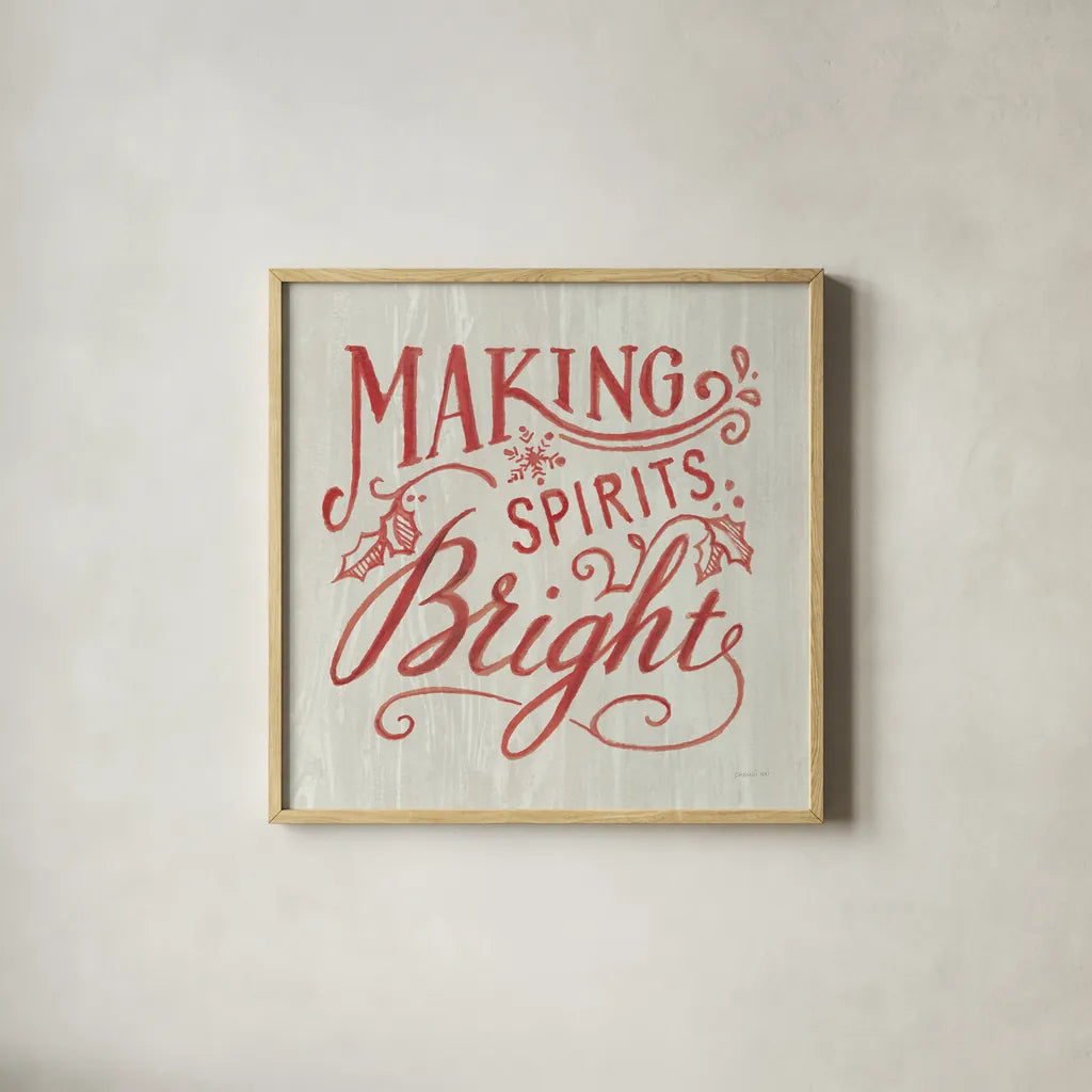 White and Bright Christmas I on Wood by Danhui Nai. Shown in a natural wood glass frame for a timeless modern aesthetic. Available as an archival giclee rolled canvas, fine art paper, or poster print. SKU 65626a.