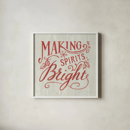 White and Bright Christmas I on Wood by Danhui Nai. Shown in a crisp white glass frame for a clean and minimalist style. Available as an archival giclee rolled canvas, fine art paper, or poster print. SKU 65626a.