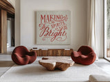 White and Bright Christmas I on Wood by Danhui Nai. Shown as extra-large giant wall art in a modern living room. Available as an archival giclee rolled canvas, fine art paper, or poster print. SKU 65626a.