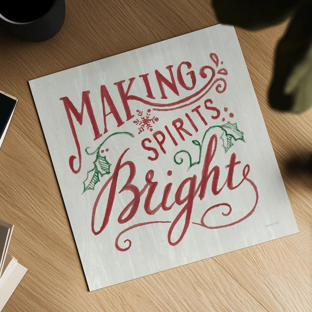 White and Bright Christmas I on Wood RG by Danhui Nai. Shown as a detailed flat fine art print, highlighting archival giclee quality. Available as an archival giclee rolled canvas, fine art paper, or poster print. SKU 75710a.