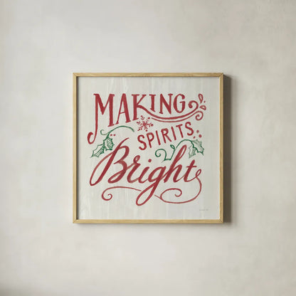 White and Bright Christmas I on Wood RG by Danhui Nai. Shown in a natural wood glass frame for a timeless modern aesthetic. Available as an archival giclee rolled canvas, fine art paper, or poster print. SKU 75710a.