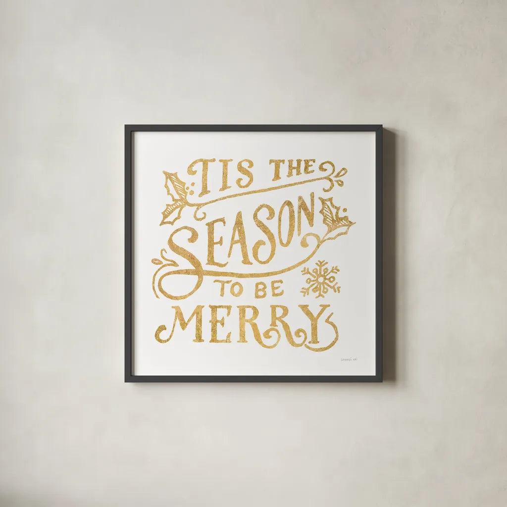 White and Bright Christmas II by Danhui Nai. Shown in a sleek black glass frame for a contemporary gallery look. Available as an archival giclee rolled canvas, fine art paper, or poster print. SKU 64912a.