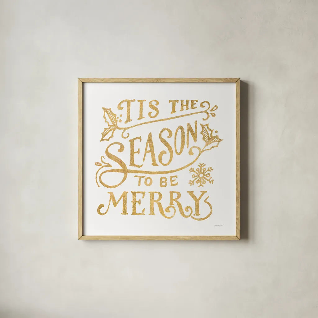 White and Bright Christmas II by Danhui Nai. Shown in a natural wood glass frame for a timeless modern aesthetic. Available as an archival giclee rolled canvas, fine art paper, or poster print. SKU 64912a.