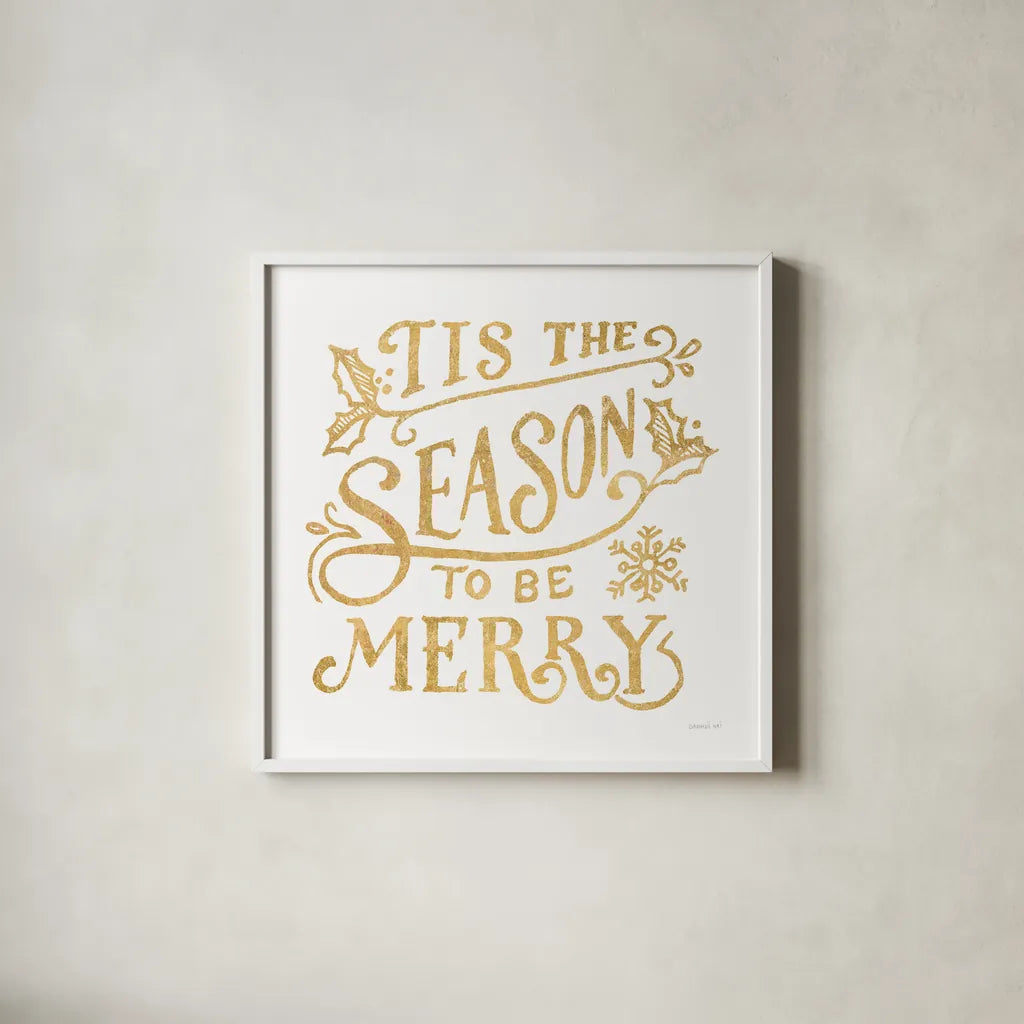 White and Bright Christmas II by Danhui Nai. Shown in a crisp white glass frame for a clean and minimalist style. Available as an archival giclee rolled canvas, fine art paper, or poster print. SKU 64912a.