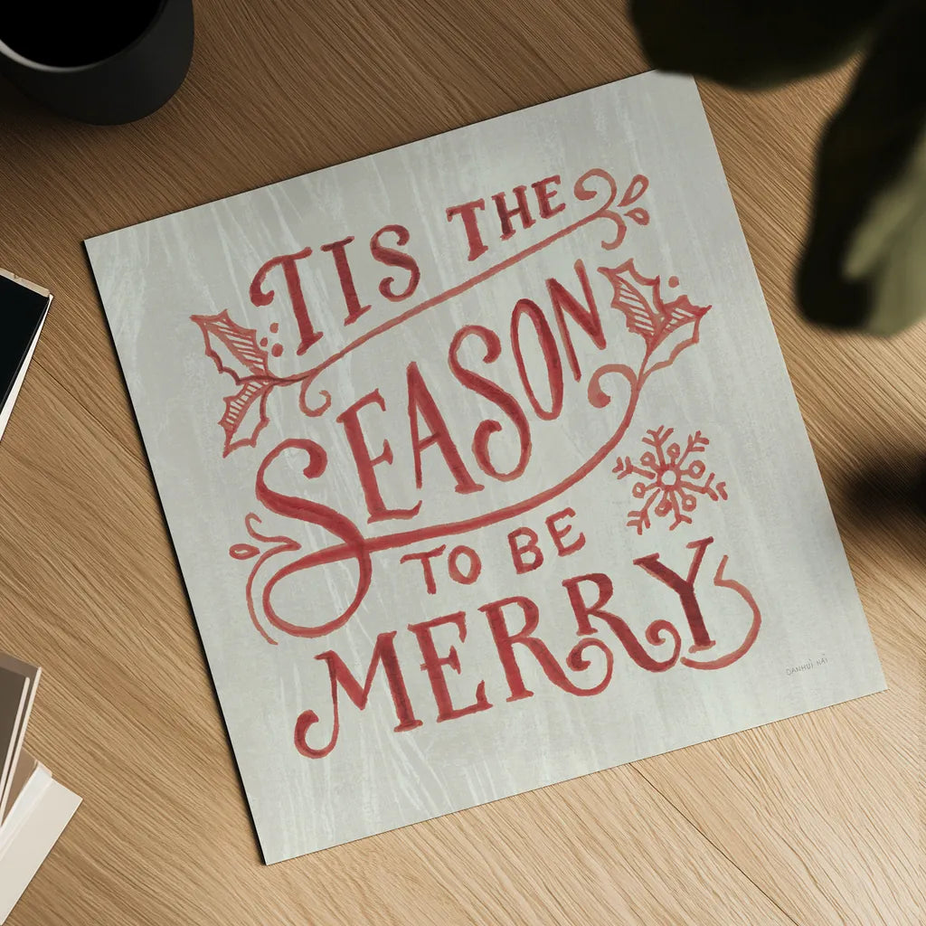 White and Bright Christmas II on Wood by Danhui Nai. Shown as a detailed flat fine art print, highlighting archival giclee quality. Available as an archival giclee rolled canvas, fine art paper, or poster print. SKU 65627a.