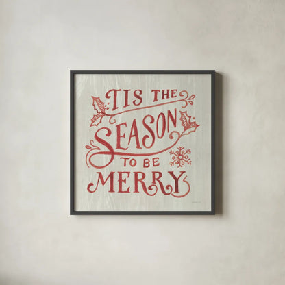 White and Bright Christmas II on Wood by Danhui Nai. Shown in a sleek black glass frame for a contemporary gallery look. Available as an archival giclee rolled canvas, fine art paper, or poster print. SKU 65627a.