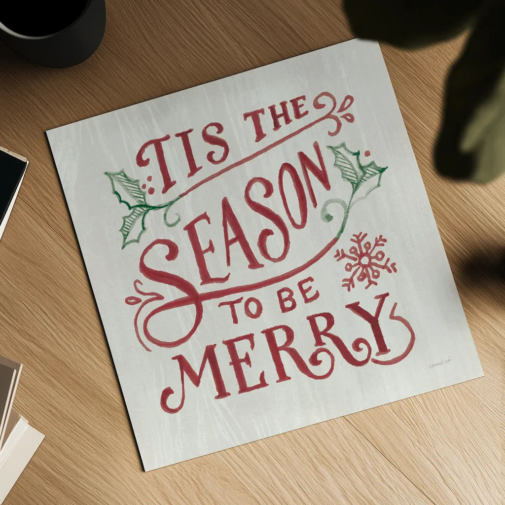 White and Bright Christmas II on Wood RG by Danhui Nai. Shown as a detailed flat fine art print, highlighting archival giclee quality. Available as an archival giclee rolled canvas, fine art paper, or poster print. SKU 75711a.