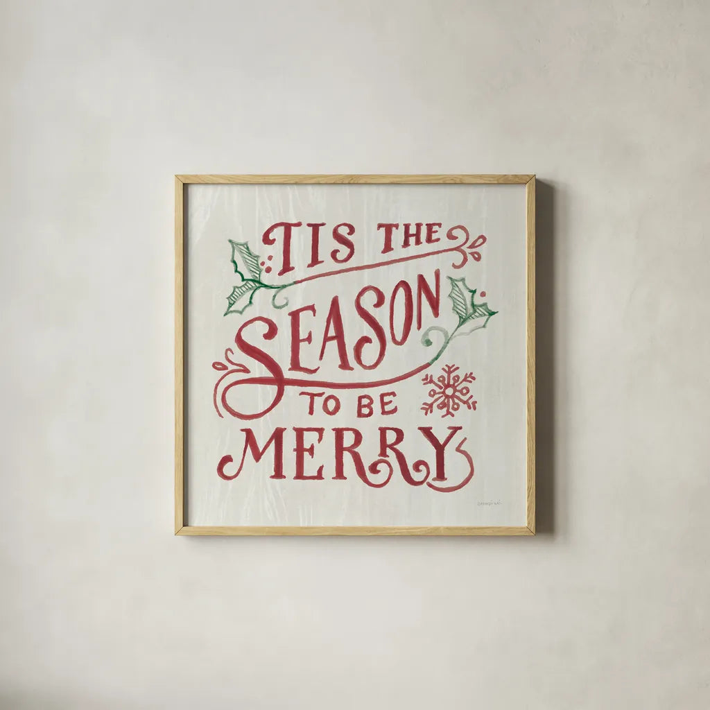 White and Bright Christmas II on Wood RG by Danhui Nai. Shown in a natural wood glass frame for a timeless modern aesthetic. Available as an archival giclee rolled canvas, fine art paper, or poster print. SKU 75711a.