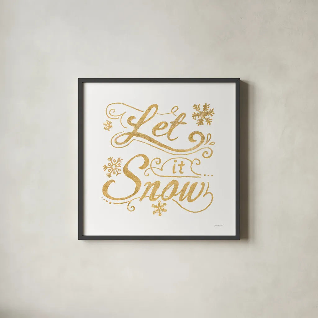 White and Bright Christmas III by Danhui Nai. Shown in a sleek black glass frame for a contemporary gallery look. Available as an archival giclee rolled canvas, fine art paper, or poster print. SKU 64913a.