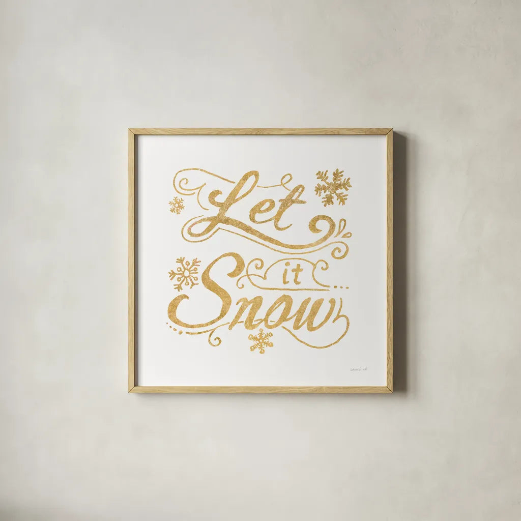 White and Bright Christmas III by Danhui Nai. Shown in a natural wood glass frame for a timeless modern aesthetic. Available as an archival giclee rolled canvas, fine art paper, or poster print. SKU 64913a.