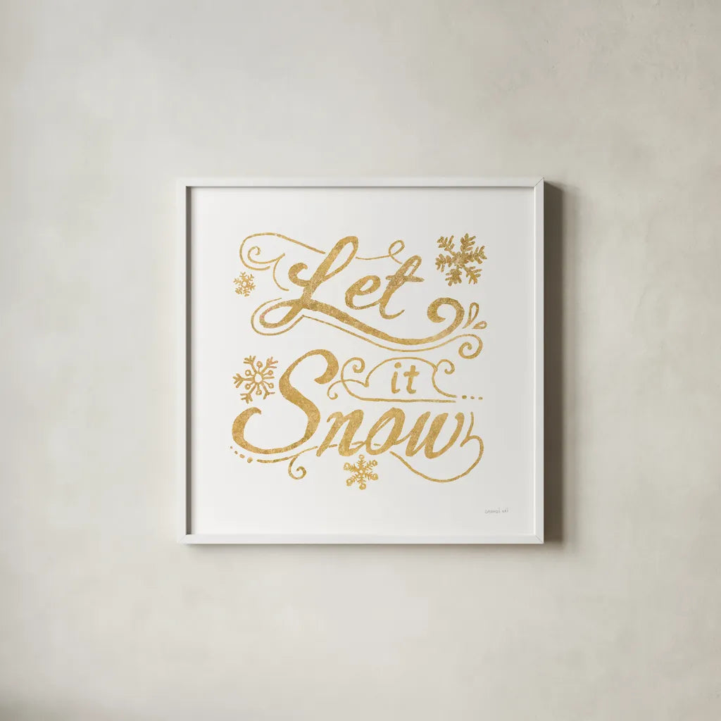 White and Bright Christmas III by Danhui Nai. Shown in a crisp white glass frame for a clean and minimalist style. Available as an archival giclee rolled canvas, fine art paper, or poster print. SKU 64913a.