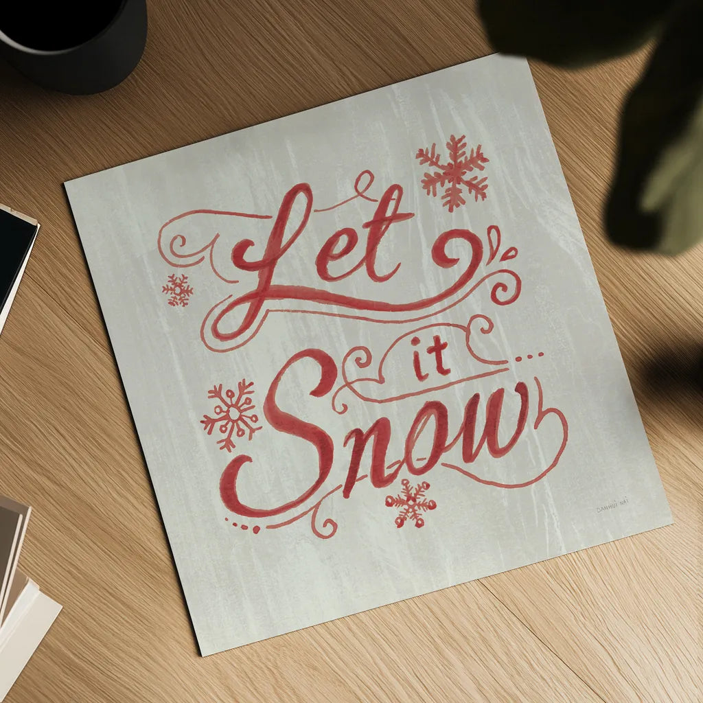 White and Bright Christmas III on Wood by Danhui Nai. Shown as a detailed flat fine art print, highlighting archival giclee quality. Available as an archival giclee rolled canvas, fine art paper, or poster print. SKU 65628a.