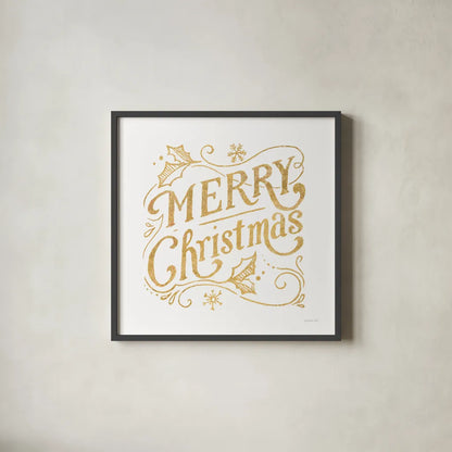White and Bright Christmas IV by Danhui Nai. Shown in a sleek black glass frame for a contemporary gallery look. Available as an archival giclee rolled canvas, fine art paper, or poster print. SKU 64914a.