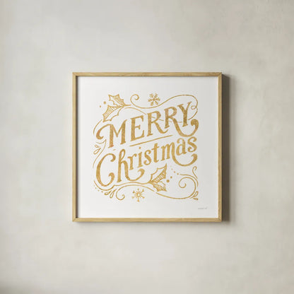 White and Bright Christmas IV by Danhui Nai. Shown in a natural wood glass frame for a timeless modern aesthetic. Available as an archival giclee rolled canvas, fine art paper, or poster print. SKU 64914a.