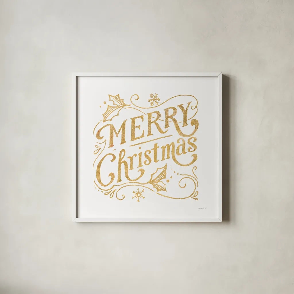 White and Bright Christmas IV by Danhui Nai. Shown in a crisp white glass frame for a clean and minimalist style. Available as an archival giclee rolled canvas, fine art paper, or poster print. SKU 64914a.