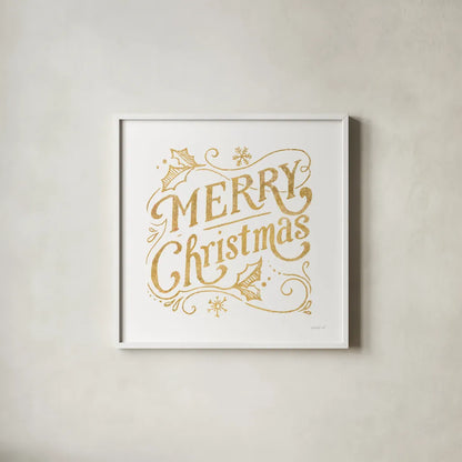 White and Bright Christmas IV by Danhui Nai. Shown in a crisp white glass frame for a clean and minimalist style. Available as an archival giclee rolled canvas, fine art paper, or poster print. SKU 64914a.