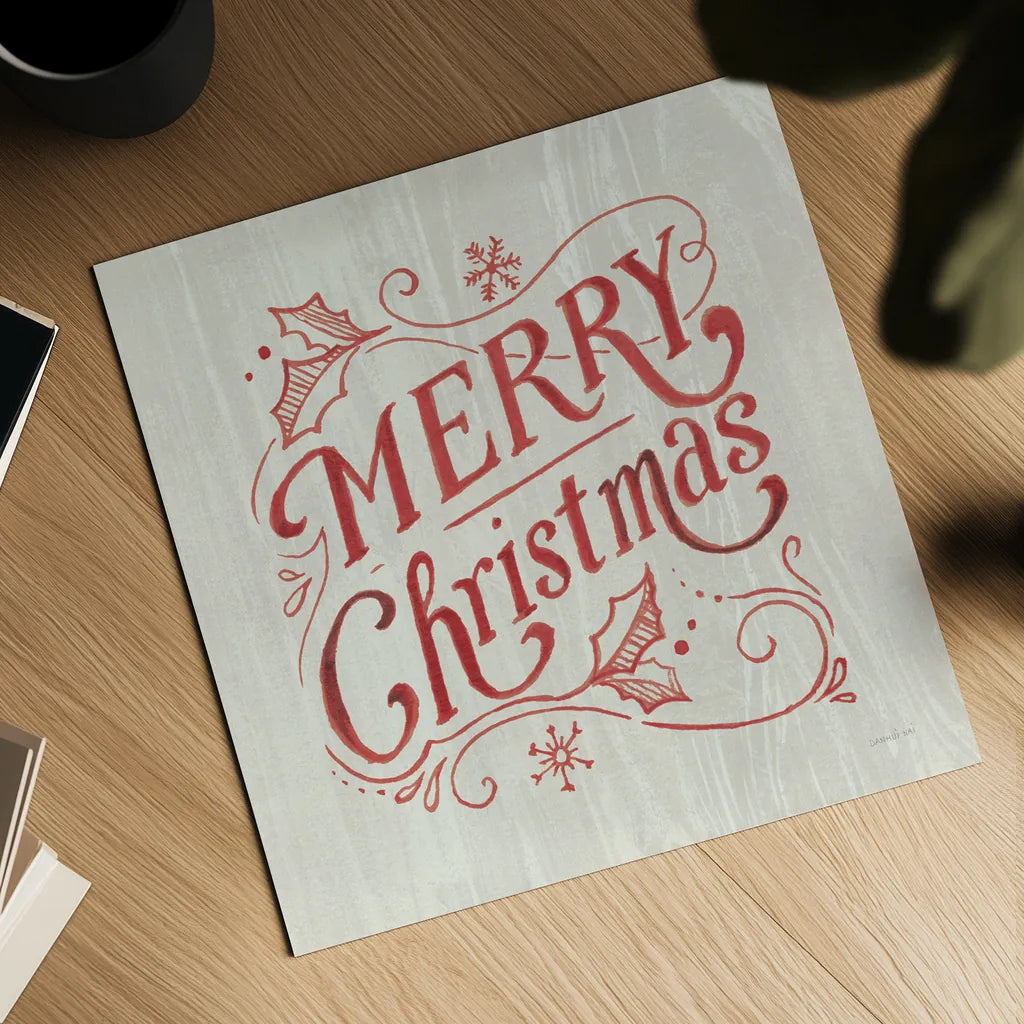 White and Bright Christmas IV on Wood by Danhui Nai. Shown as a detailed flat fine art print, highlighting archival giclee quality. Available as an archival giclee rolled canvas, fine art paper, or poster print. SKU 65629a.