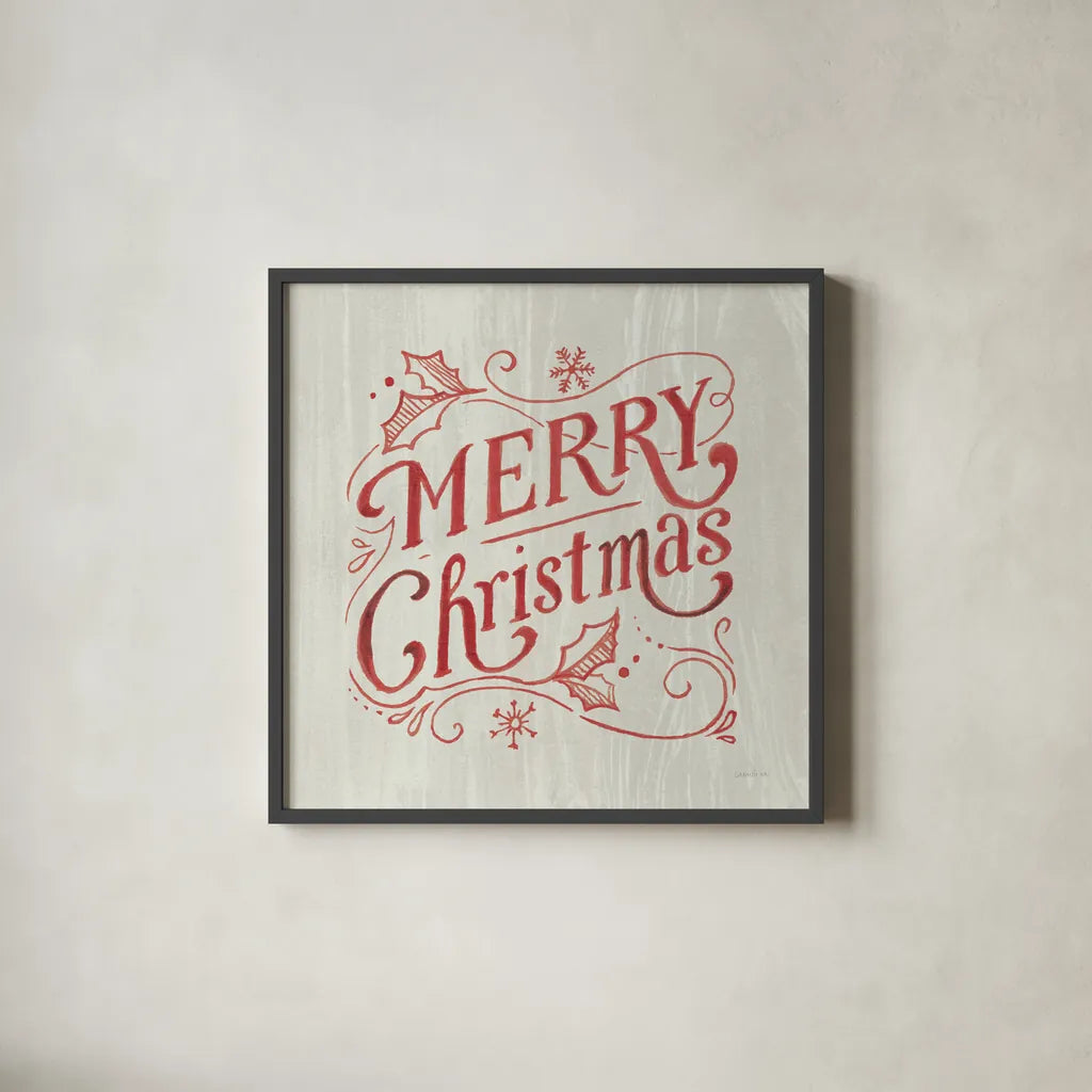 White and Bright Christmas IV on Wood by Danhui Nai. Shown in a sleek black glass frame for a contemporary gallery look. Available as an archival giclee rolled canvas, fine art paper, or poster print. SKU 65629a.