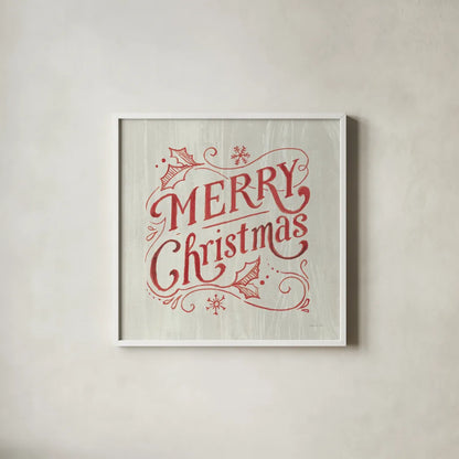 White and Bright Christmas IV on Wood by Danhui Nai. Shown in a crisp white glass frame for a clean and minimalist style. Available as an archival giclee rolled canvas, fine art paper, or poster print. SKU 65629a.