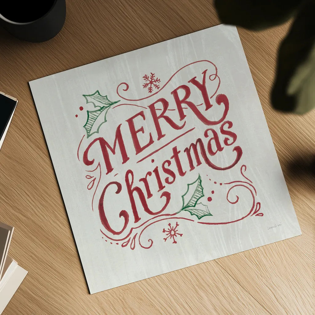 White and Bright Christmas IV on Wood RG by Danhui Nai. Shown as a detailed flat fine art print, highlighting archival giclee quality. Available as an archival giclee rolled canvas, fine art paper, or poster print. SKU 75712a.